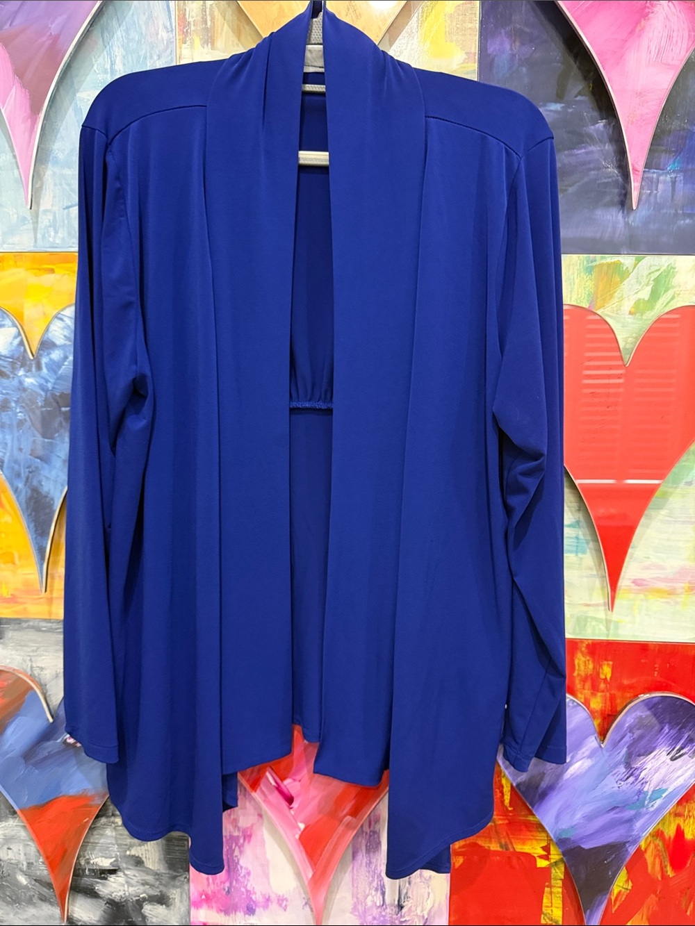 Susan Graver Royal Blue Open-Front Draped Cardigan